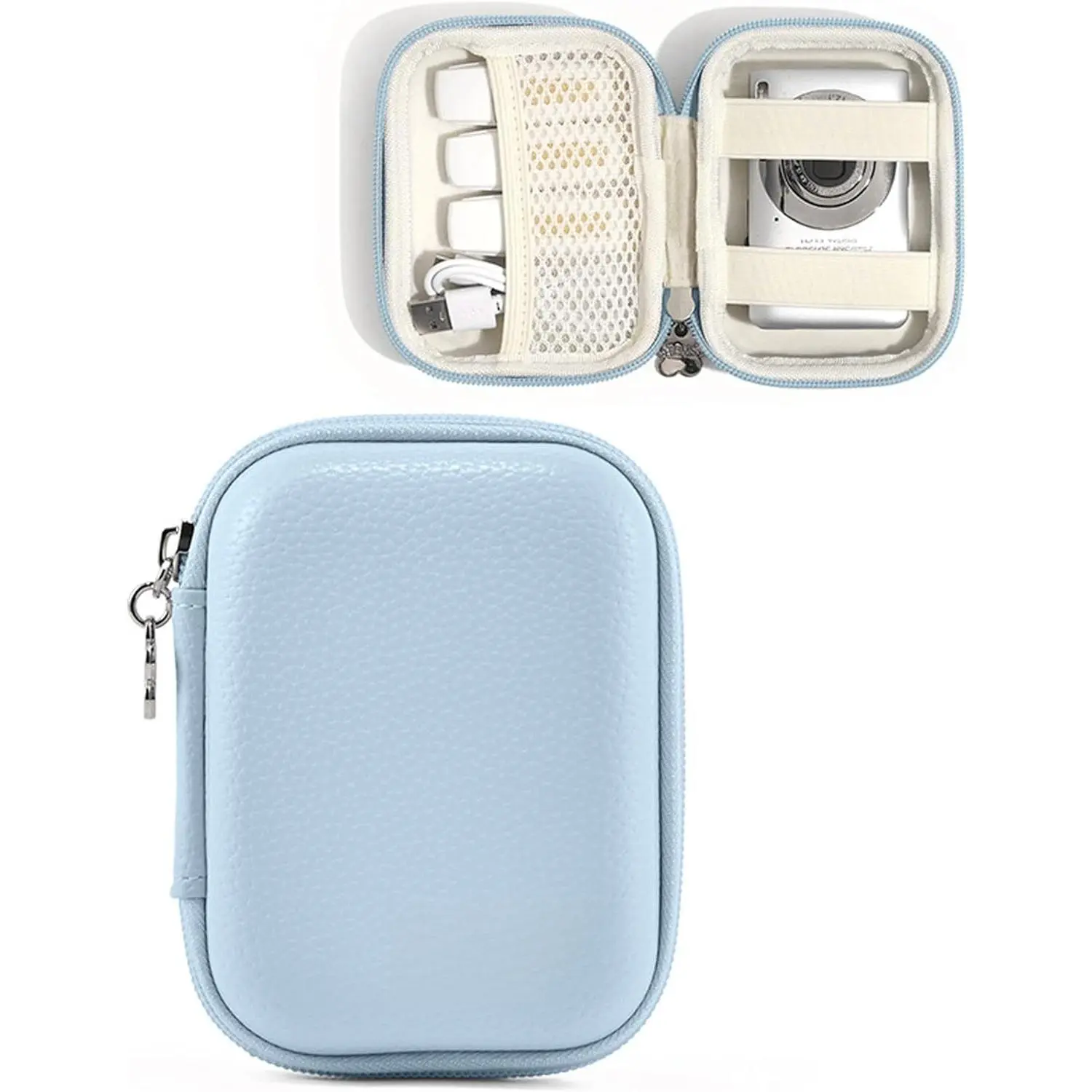 L-PHP012 Digital Camera Shell Case for CAMKORY, KODAK PIXPRO FZ45/FZ55, Canon IXUS 285 HS, Lecran Small Compact Cameras - Travel Holder with Mesh Pocket for SD Card & Accessories (Blue)