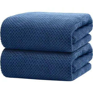 Bath Towel Set Pack of 2, 27 x 54 Inches Large Microfiber Bath Towels, Soft, Absorbent, and Quick Dry Towels for Bathroom, Pool, Beach, Swim, and Yoga, Large Bathroom Towels, Blue