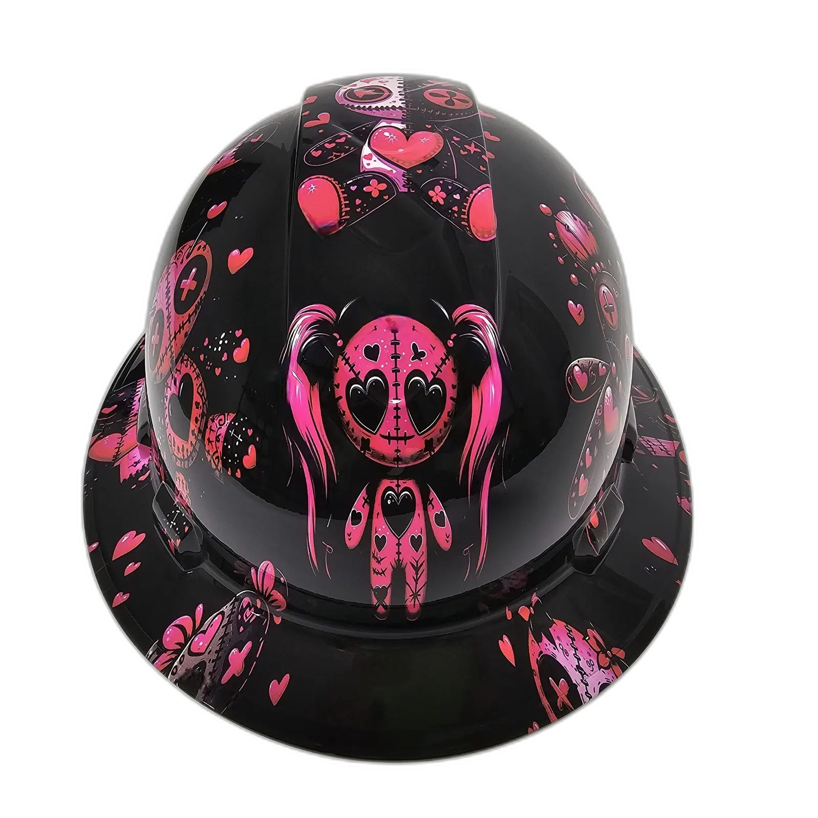 Hot Pink Voodoo Dolls - Custom Hydro Dipped Full Brim Hard Hat