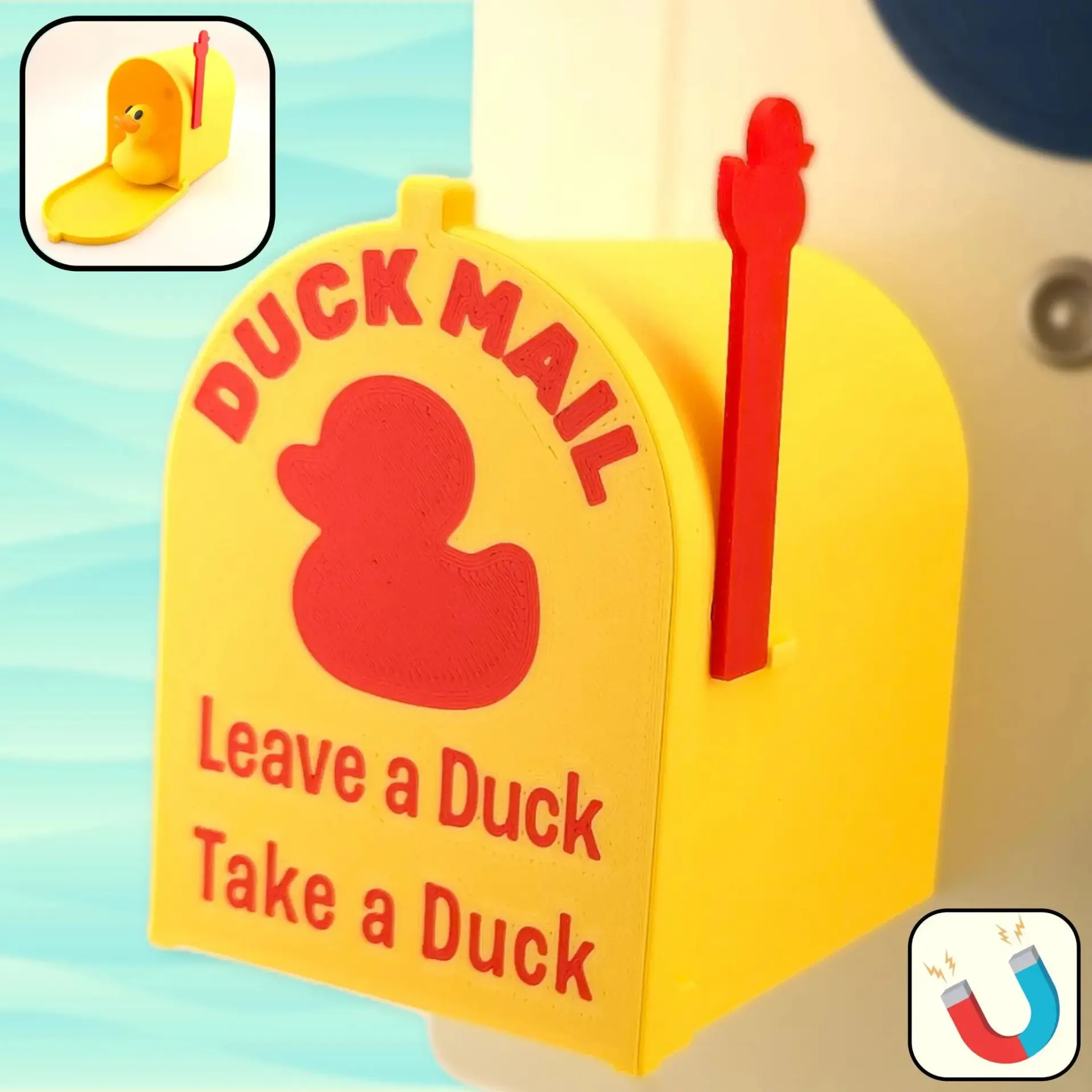 Mini Cruising Duck Mailbox Magnet, Refrigerator Magnets, Magnets For Fridge, Decorative Fridge Magnets, Diy Fridge Magnet, Door Decoration Strong Magnetic Back Weatherproof Outdoor Decor, Kids Gift Set Home Decor, Magnetic Item