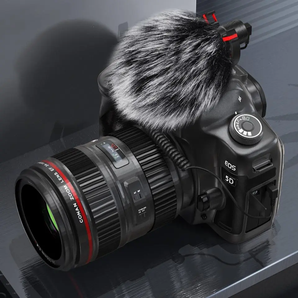Universal Microphone for Camera, Microphone with Shock Mount for DSLR, iPhone and Android Smartphones, Compatible with Canon EOS, Nikon, and Sony Cameras, Live Streaming Mic, Noise Cancelling Mic