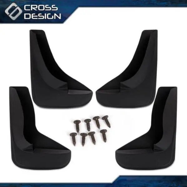 CROSSDESIGN 4-Piece Car & Vehicle Mudguards for Chevy Trucks, Polypropylene Mud Flaps with Hardware, 11.22in(L)x8.46in(W), Fits 2001-2014 Chevy Silverado, Suburban, Tahoe, Avalanche