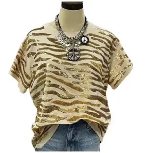 Oversized Sequin Women's Top, Outing Clothing Shirt