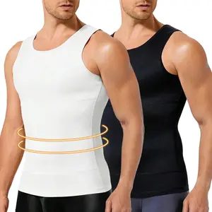 Men's Compression Shirt, Tummy Control Vest, Compression Double layer Body Shaper Tank Top with Tummy Control Breathable Shapewear Undershirts Gynecomastia Body Shaper Seamless