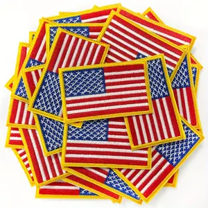 American Flag Iron-On Patches 30 Packs Patriotic Embroidered US Flag Patch Fashion Appliques Glue On Sew On for Uniform Clothes Hat Backpack Accessory