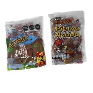 Pollito Asado & Pierna Asada Acidulated hard candy lollipops,  peach and pineapple Flavored, 40 pieces Bag