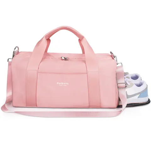 Women's PU Leather Sport Yoga Gym Bag for Female Adults Athletes, 19in 25L Medium, Secure Moisture-Resistant, Dry-Wet Separated, Shoe Compartment, Wet Pocket, for Fitness Gear Travel