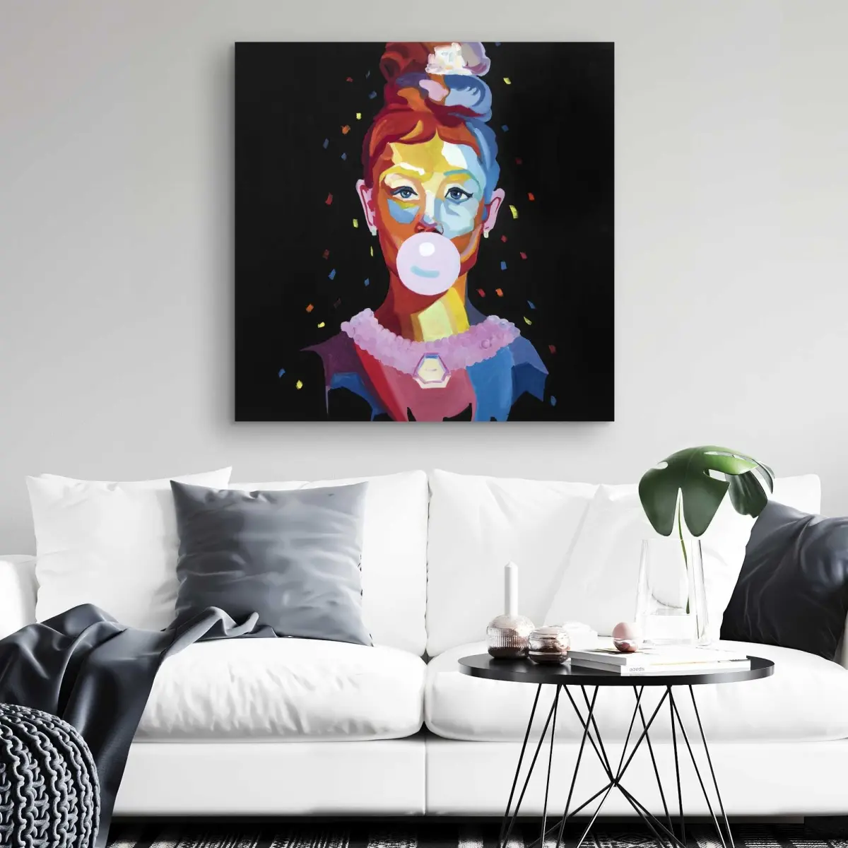 Begin Home Decor C1RC32320R38LO 32 x 32 in. Colorful Audrey Hepburn Portrait - Retro Kitchen Canvas