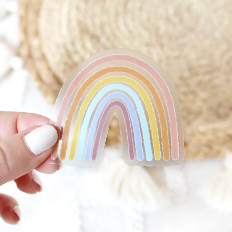 Elyse Breanne Design Pastel Rainbow Vinyl Decal Sticker - 2.75x2.75in Vinyl Print, Easy-Remove Residue-Free, Waterproof, Dishwasher Safe Home Decor & Car Sticker