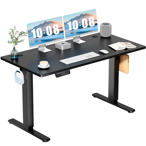 SweetFurniture S Electric Standing Desk - Office Desk, Rectangle Ergonomic Height-Adjustable Table with T-Shaped Metal Bracket, Memory Presets, LED Display Modern Workstation