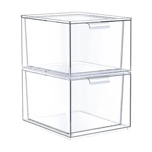 Sorbus 2 Pack Makeup Organizer - Clear Stackable Drawers