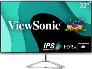 ViewSonic VX3276-4K-MHD 32 Inch Frameless IPS 4K UHD Monitor with HDR10 HDMI and DisplayPort for Home and Office