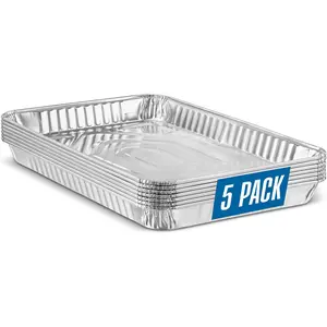 Aluminum Pans 5 Pack Disposable Cookie Sheets 9'' x 13'' Baking Pans Premium Quality Heavy Duty Cookie Sheet Pans
