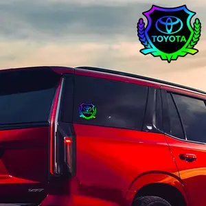 2 pcs 3.5x3.1 inch car stickers PC material laser waterproof wheat ear car logo stickers suitable for Toyota JEEP Ford Honda Dodge Chevrolet body window personalized decoration decals