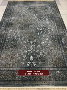 Grey Luxury 1500 Reeds Kashan Persian Carpet | High Density | Premium Quality Design A72901