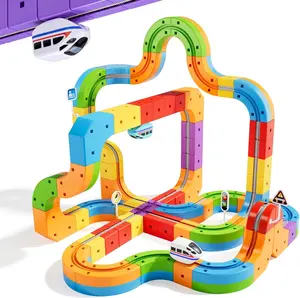 KlickRail Electric Train Set Flexible Race Track for 3 4 5 6 7 8 years old boys and girls, Building Toy Train Track Gravity-Defying 3D Embedded Layouts & Motorized Car, STEM Gift(Deluxe Set(155 Piece))