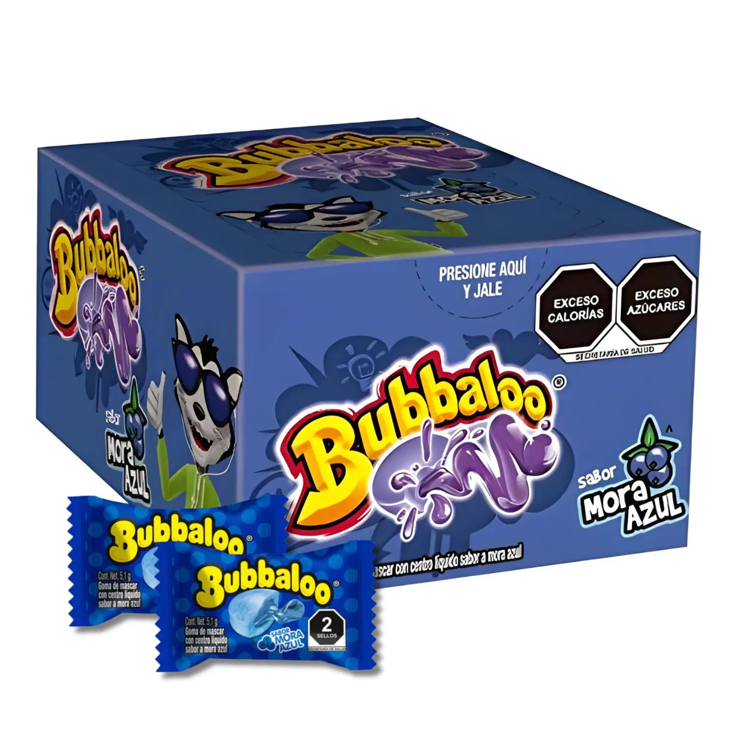 Bubbaloo Mora Azul Blueberry Mexican Chewing Bubble Gum Chiclets - 1 Pack 47pcs Bubbaloo Mora Azul Blueberry Mexican Chewing Bubble Gum Chiclets - 1 Pack 47pcs