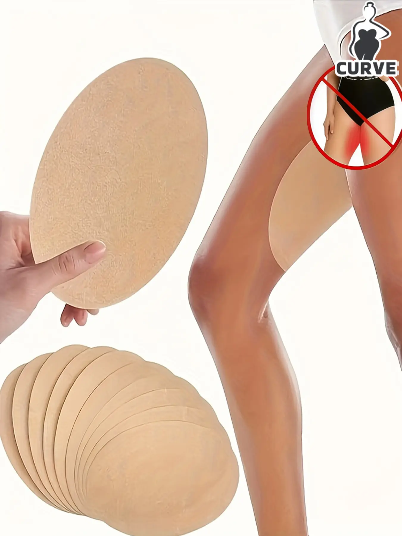 10-piece apricot oval thigh anti-wear stickers individually packaged anti-sweat Sweat Resistant anti-friction Soft natural skin invisible suitable for short skirts, sports and daily wear