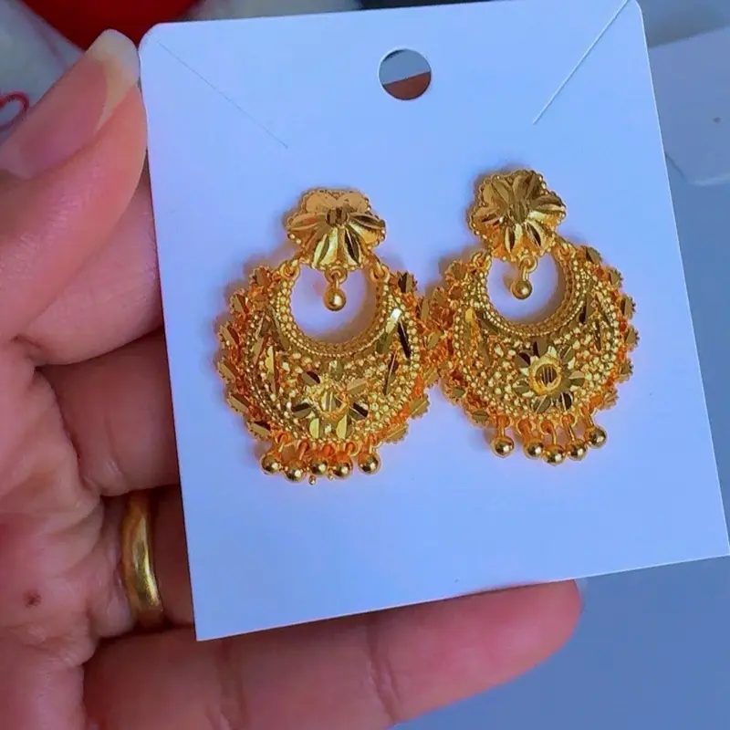 Women's Gold-Plated Jhumka Earrings - Traditional Ramlila Style with Refined Details, Modern Elegance Costume Jewelry Accessory, Metal Coating, Classic, Elegant, Ethnic, Design - 2