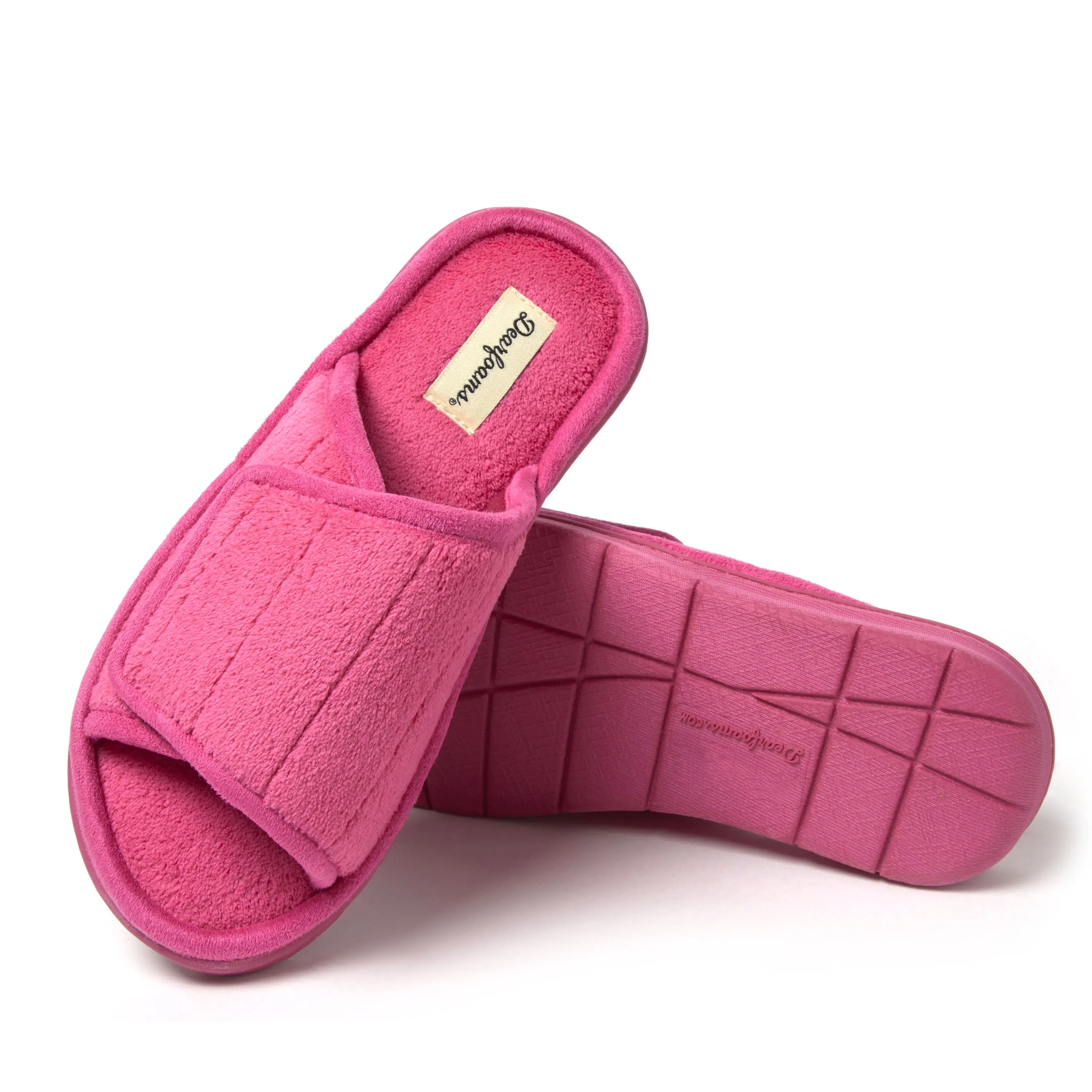 Dearfoams Women's Mickey Terry Slide Slippers with Adjustable Strap, Machine Washable Indoor/Outdoor Footwear