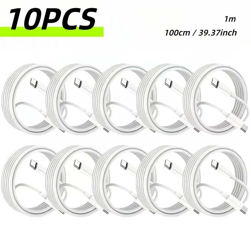 10-Pack USB Type-C Data Cable, Dual PD Fast Charging, Compatible with Huawei/samsung/iphone15/16/macbook, Ideal for Car Travel Business Use