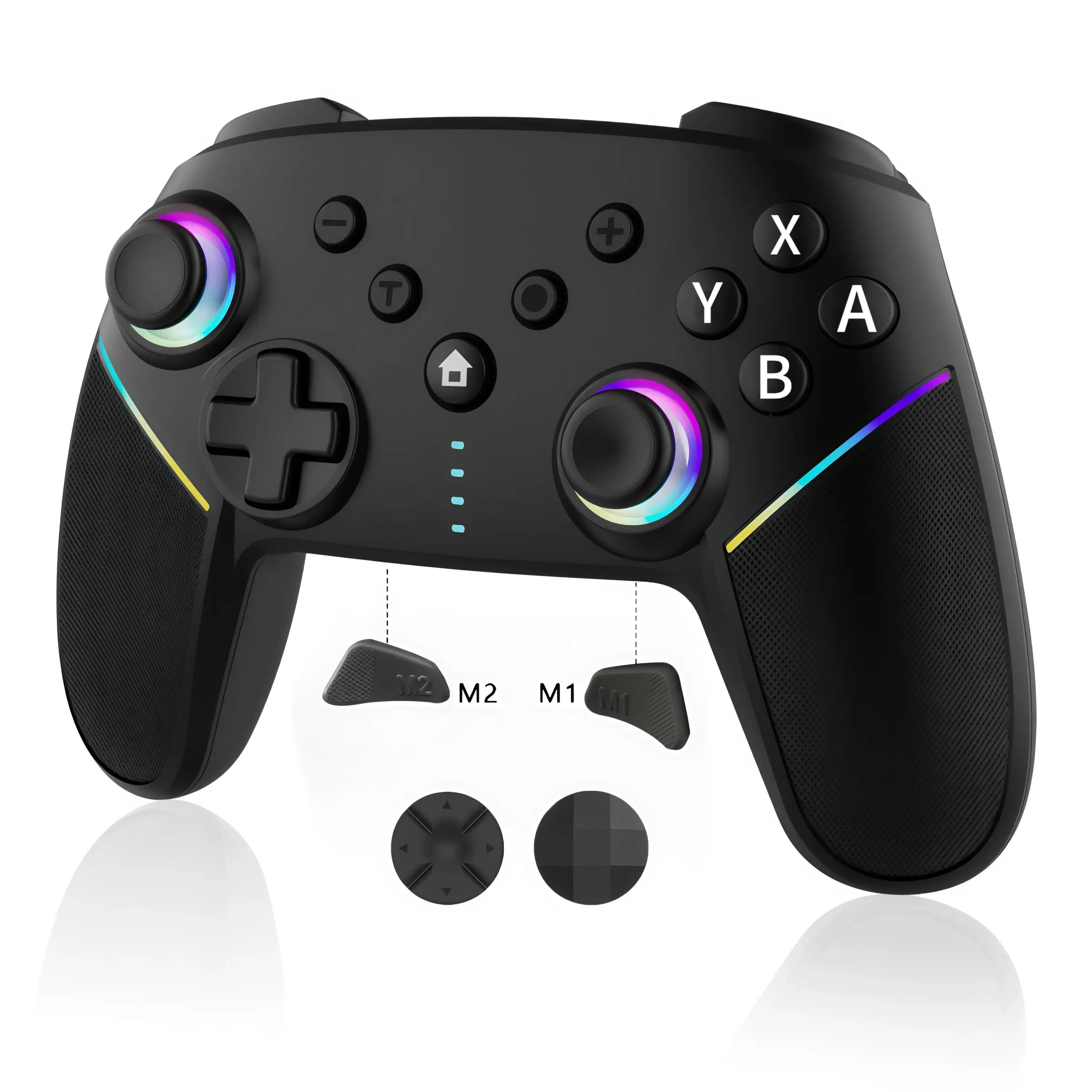Wireless Bluetooth-compatible Game Controller, Mobile Game Controller, Four Vibration Modes, RGB Light Effect, Turbo Function, Six-Axis Gyroscope, Suitable for Switch, PC, Android, and i0S devices, Esports, Wireless Controllers
