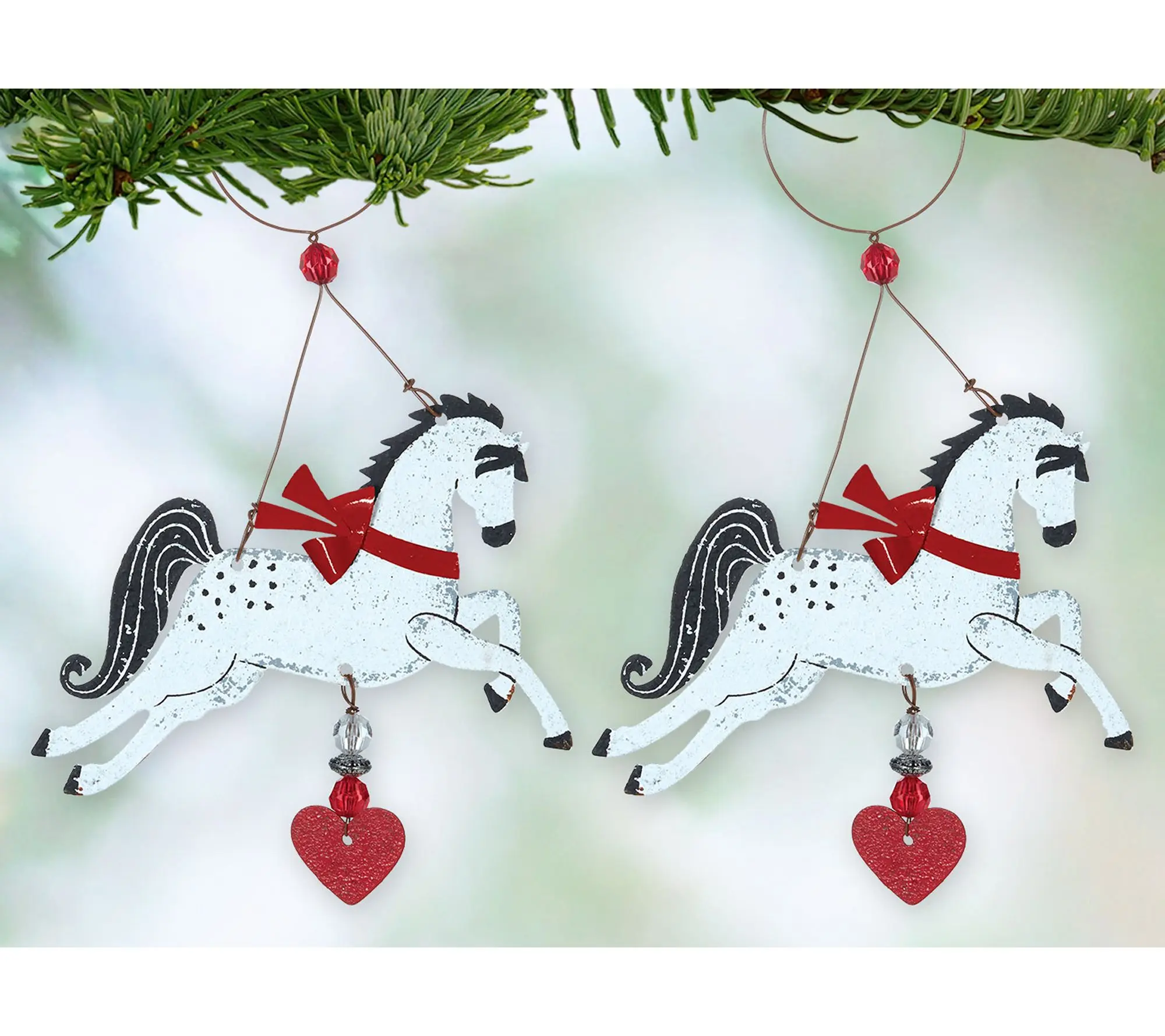 Sunset Vista Designs White Stallion Ornament Set of 2