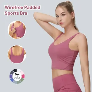 THE GYM PEOPLE Sports Bra for Women Longline Padded Bra Yoga Crop Tank Tops Fitness Workout Running Top