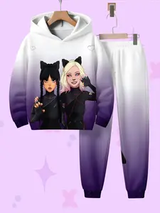 Wednesday Addams Hoodie Set with Iconic Character Prints, Casual Fashion Sweatshirt for Daily Wear