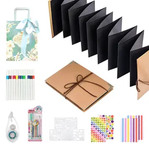 99+ Inch Accordion Foldable Scrapbook Album - Preserves Memories, for Weddings, Travel, Lovers, Friends, Graduation, Anniversary, Family | DIY Craft Kit with Markers, Stickers, Dot Glue & Gift Bag