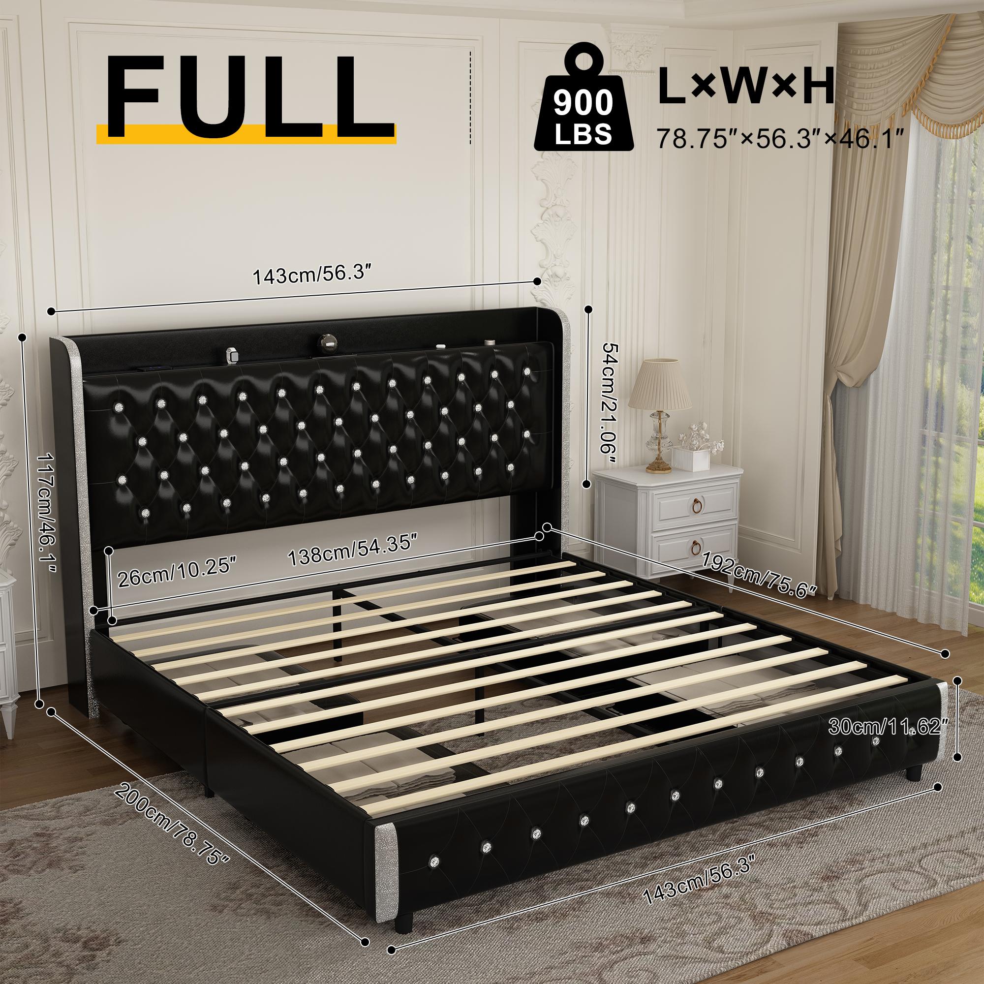 GEGOFORU Queen LED Bed Frame with Galaxy Projector & Bluetooth Speakers, RGB Lights, USB Charging, 4 Storage Drawers, Velvet Upholstered Platform Bed, No Box Spring Needed – White