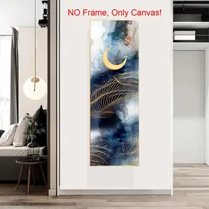 Abstract Moon Pattern Unframed Canvas Poster Art Illustrations, 1 Count Modern Art Fashion Decoration, Wall Art Decor for Home Living Room Bedroom Office Kitchen, Ornaments