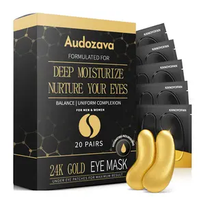 20 Pairs Gold Eye Mask Hydrating Moisturizing Eye Masks Under Eye Patches, Solid Form, Non-Flammable, No Ca Prop 65 Warning, Ideal for Skin Care, Hydrate, Eye Treatment Mask