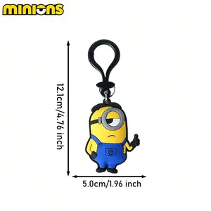 1PC Minions Officially Licensed Minions Stuart Character Soft Touch Bag Clip Keychain Adorable Key Ring for Fans Collectors and Everyday Use Decorative Key Chain Accessory for Bags or Keys Gift for Women Friends and Family