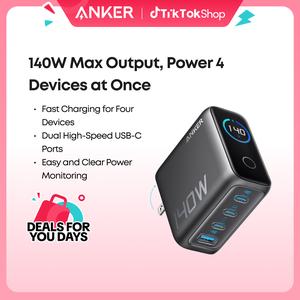 【AI Smart Display Charger】Anker 140W GaN Laptop Charger, 4-Port Power Adapter with Intuitive Touch Controls and Fast Multi-Device Charging, Compatible with MacBook, iPhone 17/16 Series, Samsung, Pixel, and More,#summerwins,FathersDayGift,#DealsForYouDays