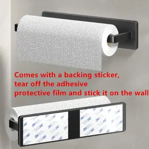 Steel Kitchen Bathroom Accessories Toilet Roll Holder Wall Mounted Rack Paper Towel Rack Self Adhesive Towel Hanging Rack Home Appliance
