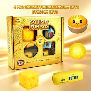 4-Pack Soft Squishy Fun Box Toys, Mixed Slow & Fast Rebound Silicone Toys, Assorted Styles, Perfect Gifts for Kids' Day, Father's Day, Teacher's Day, Birthdays & Parties summerwins