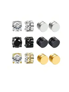 Fashion Zircon Stud Earrings for Men & Women, Magnetic Rhinestone Jewelry Accessory, Perfect Gift for Him, All Season Wear, Sparkling Zirconia, Cubic Zirconia