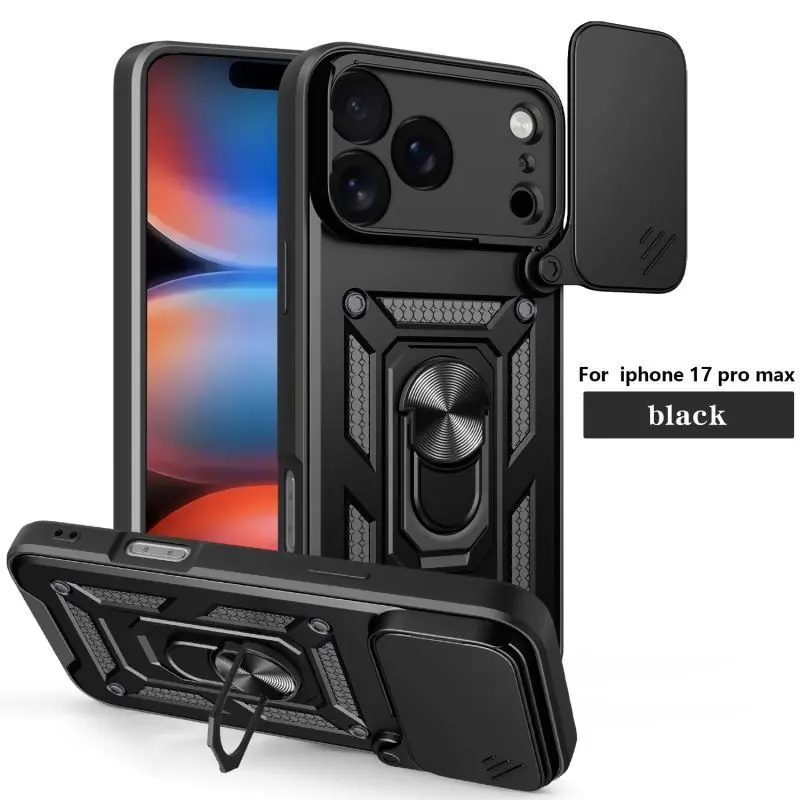Darlingcase 2026 Sliding Camera Cover iPhone Case with 360° Ring Kickstand | Military-Grade Shockproof Full Body Protection | iPhone 11 / 12 / 13 / 14 / 15 / 16 / 17 Air Plus Pro Max