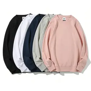 Premium Solid Color Cotton Crew Neck Sweatshirt Fashion Oversized Comfort Outfit | Best Gift for Family Friends Everyday Wear