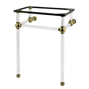 212 MAIN Templeton Console Basin Holder - Satin Brass, Acrylic Pedestal with Legs, Wall Clearance, Modern Bathroom Accessories, Bathroom Fixtures