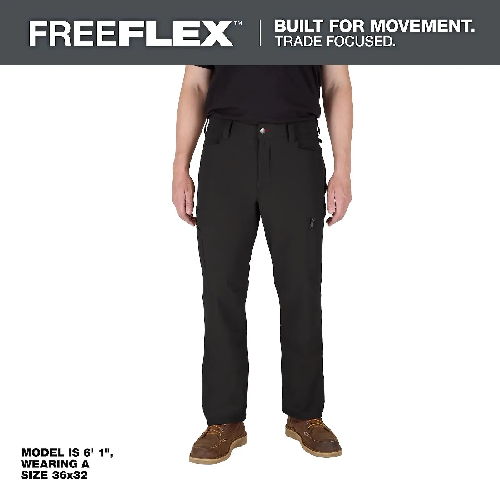 Milwaukee Men's FREEFLEX™ M651 Tech Work Pants, Water-Resistant Stretch Nylon with Kick Plate and Secure Zipper Pockets, Menswear