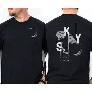 "Sky Dark Night" Minimalist Moon Phase T-Shirt, Modern Astronomy Tee for Men