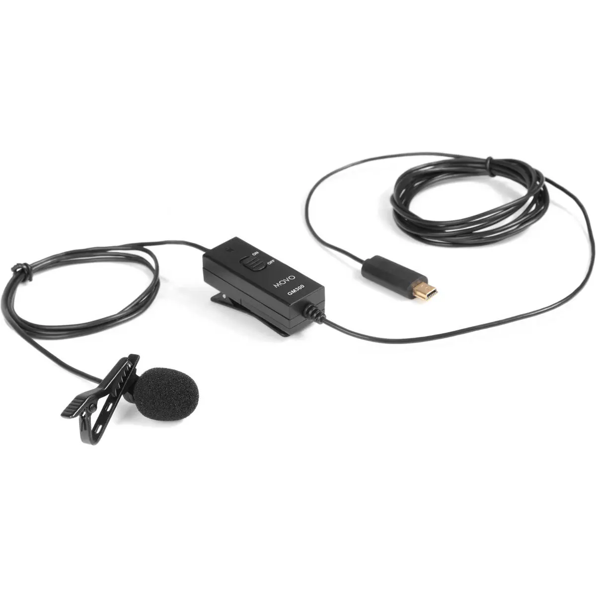 Movo Photo GM300 Compact Portable Battery-Powered Lavalier Lapel Omnidirectional Condenser Microphone with Noise Reduction for GoPro HERO3, HERO3+, HERO4 (Audio Accessory for Action Cameras), Durable