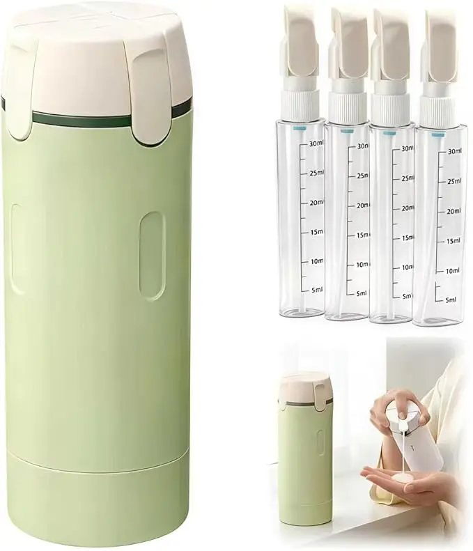 4-in-1 Leakproof Reusable Travel Vials Bottles, Compact Refillable Portable Containers for Skincare Products, Household Detergent, Garden Supplies Storage, Ideal for Travel, Camping