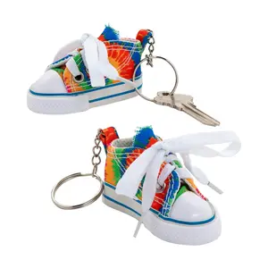Tie-Dye Canvas Tennis Shoe Keychains - 12 Pc.