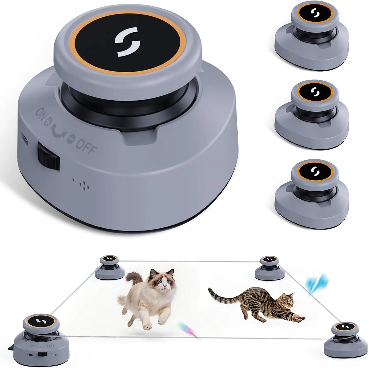 Interactive Cat Toy for Indoor Cats, Automatic DIY Multi-Track Moving Feather Toy, Modular Smart Chase Toy for 1-4 Cats, Hands-Free Exercise & Hunting Enrichment Toy for Kittens and Adult Cats bore kitten usb-c rechargeable wand teaser pet fun game