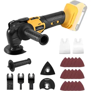 Oscillating Tool, Brushless Orbiting Tool Compatible with De-Walt 20V Battery, 23 PCS Multi-Tool Kit with Auxiliary Handle for Cutting, Scraping, Sanding, 6 Variable Speed (Only)