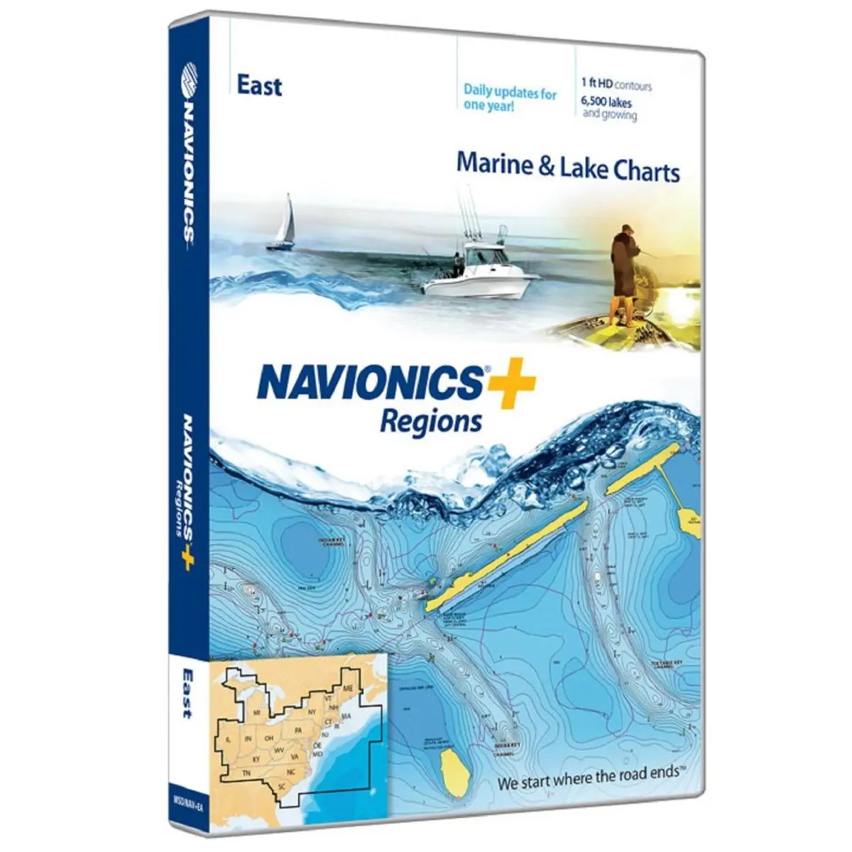 Navionics 4013883 Electronic Regions Map - East Region, 16 GB Card, 1 Ft HD, 6,700 Lakes in CT, DE, IL, IN, KY, MA, MD, ME, MI, NC, NH, NJ, NY, OH, PA, RI, SC, TN, VA, VT, WV, for Mariners