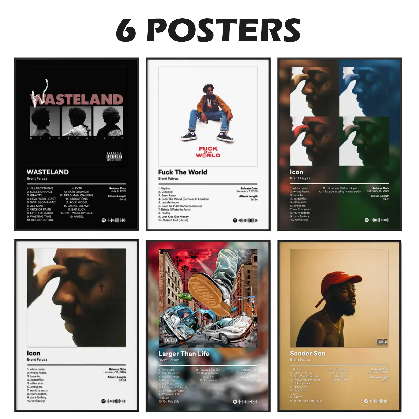 B-Brent Faiyaz Album Wasteland Cover Poster Premium Wall Art Poster Unframed HD Print Home Office Decor Unique Trendy Gift